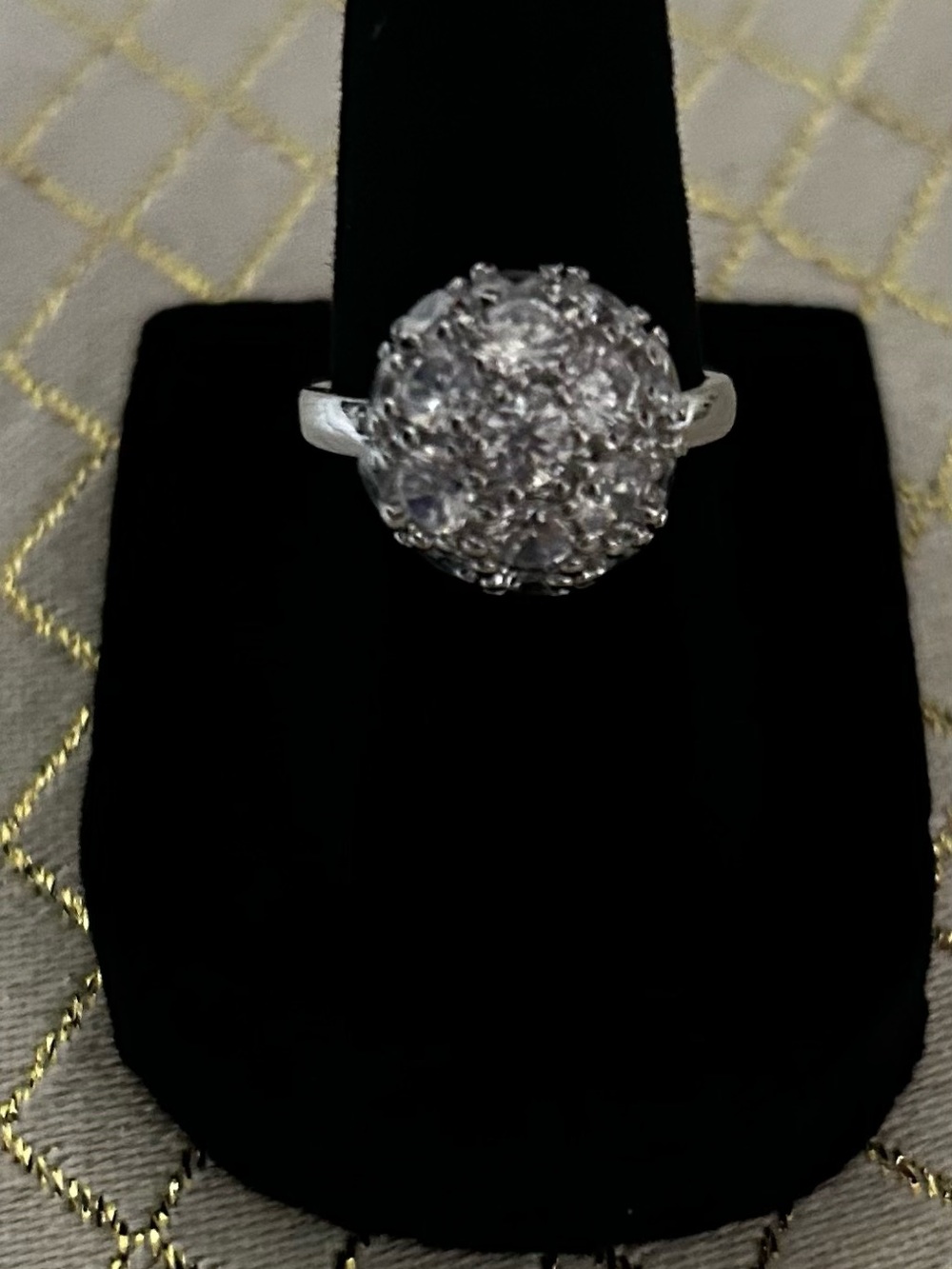 Crystal Cluster Cocktail Ring - White Gold Plated